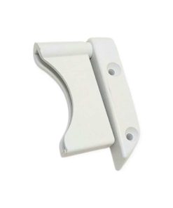 White cooker hood glass clip with mounting plate