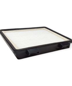 HEPA‑suodatin kulmasta kuvattuna, pena suodatinmateriaalilla