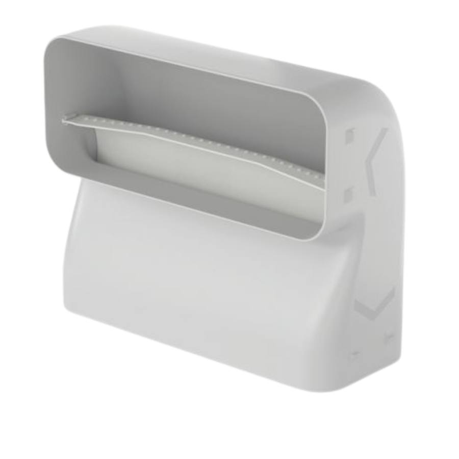 PRIME flow lyhyt 90 asteen ilmanvaihtokulmayhde vaaleanharmaana