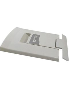 Vallox IV-koneen salpa kokoonpano sivuviistosta, ilmanvaihtokoneen luukun salpa